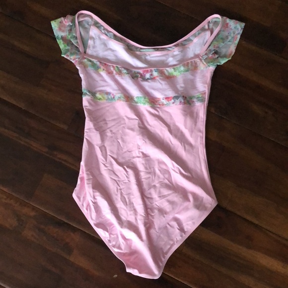 Wearmoi pink leotard with floral mesh - Picture 2 of 5
